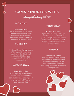 Clark Avenue Middle School Kindness Week Flyer - English